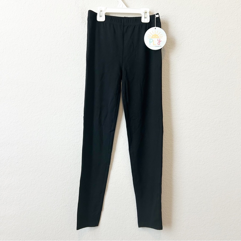 New Little Sleepies Jet Black Kids Bamboo Viscose Leggings Sz 10